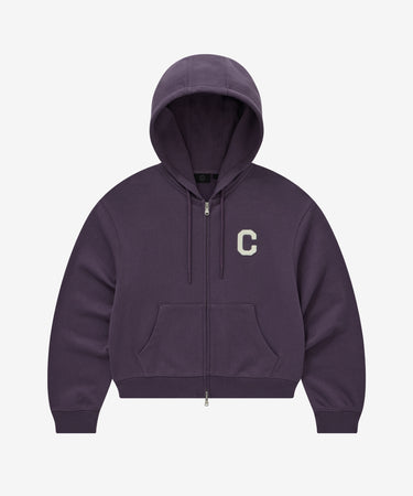 COVERNAT ウィメンズ Cロゴジップアップフーディー パープル