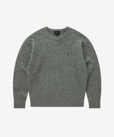 COVERNAT シャギードッグケーブルニット グレー
