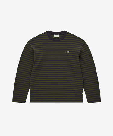 COVERNAT ベーシックストライプロングスリーブTシャツ パープル