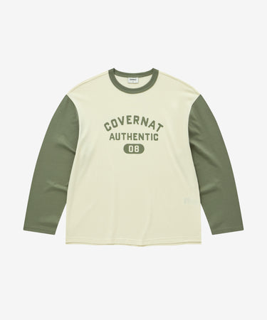 COVERNAT ベースボールツートーン長袖Tシャツ クリーム
