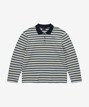 COVERNAT ウィメンズ ストライプカラー長袖Tシャツ ネイビー