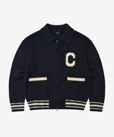 COVERNAT Cロゴ カウチンカーディガン ネイビー