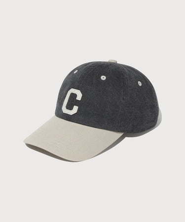 COVERNAT Cロゴコージーフィットウォッシュドカラーブロックボールキャップ チャコール