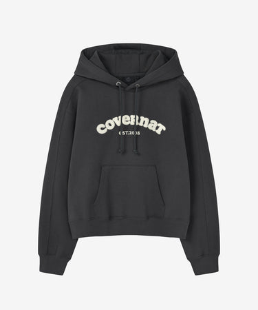 COVERNAT ウィメンズ クーパーロゴ裏起毛フーディー チャコール