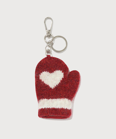 WOMAN CLOVER HEART GLOVE KNIT KEYRING