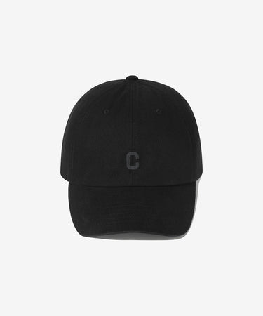 SMALL C LOGO FLAT EMBROIDERY STANDARD SLIM FIT BALL CAP - BLACK