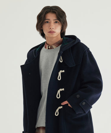 [SOOBIN着用] CHECKED HOODED DUFFLE COAT