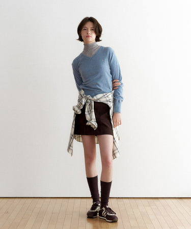 WOMEN V-NECK WOOL BLEND KNIT