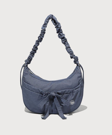 CLOVER HEART SHIRRING MEDIUM NYLON HOBO BAG