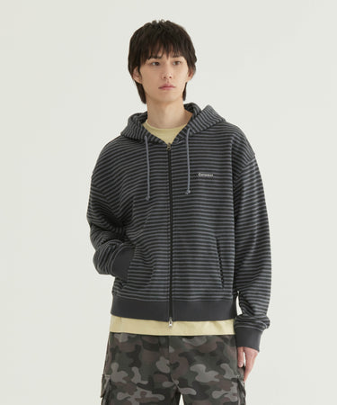 SMALL LOGO STRIPE ZIP-UP HOODIE
