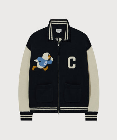 [SOOBIN着用] DUCK GRAPHIC KNIT VARSITY JACKET