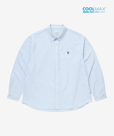 COOLMAX C LOGO OXFORD STRIPE SHIRT