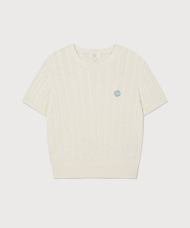 WOMEN CLOVER HEART CABLE HALF KNIT