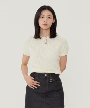 WOMEN SLUB CREW NECK HALF KNIT