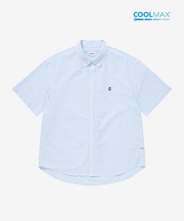 COOLMAX C LOGO OXFORD STRIPED HALF SHIRT
