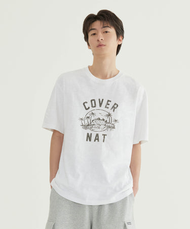 SLUB PALM ISLAND GRAPHIC T-SHIRT