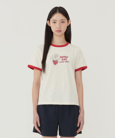 WOMEN ELEPHANT GRAPHIC RINGER T-SHIRT