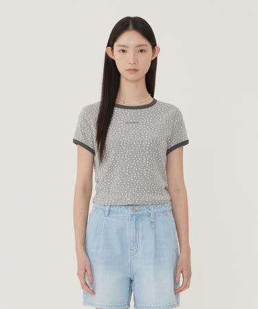 WOMEN CROPPED EYELET T-SHIRT