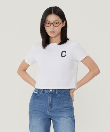 WOMEN CROPPED COOL COTTON C-LOGO T-SHIRT