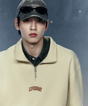 ARCH LOGO HALF ZIP-UP SWEATSHIRT - LIGHT YELLOW