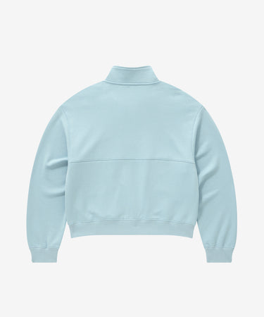 WOMEN HALF ZIP UP SWEATSHIRT - LIGHT BLUE