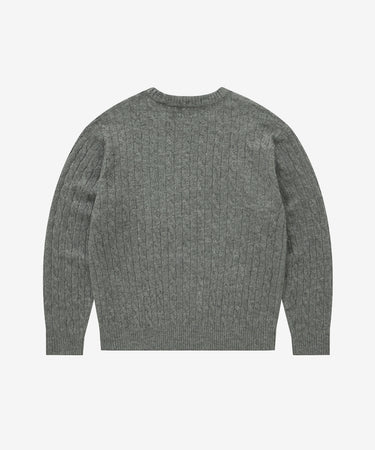 COVERNAT シャギードッグケーブルニット グレー