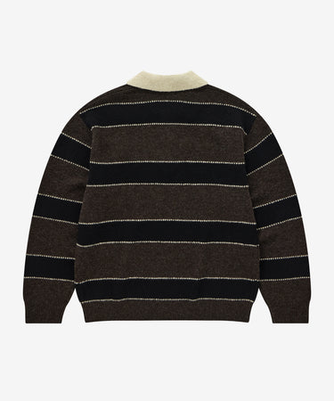 STRIPE COLLAR KNIT - BROWN