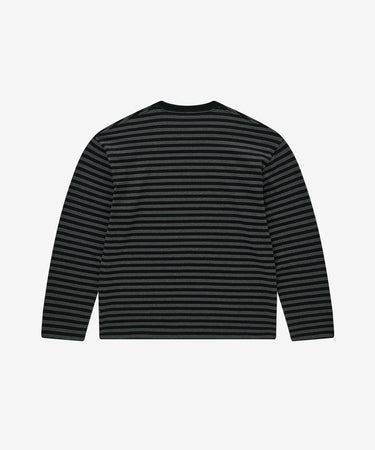 COVERNAT ベーシックストライプロングスリーブTシャツ チャコール