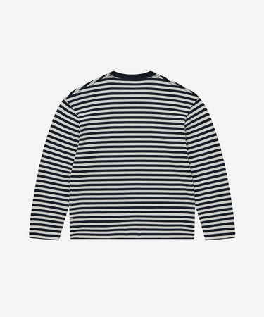 COVERNAT ベーシックストライプロングスリーブTシャツ オフホワイト