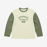 COVERNAT ベースボールツートーン長袖Tシャツ クリーム