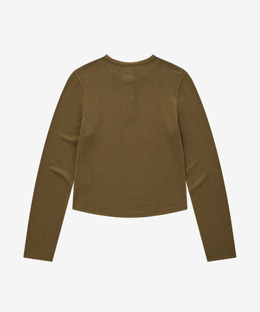 COVERNAT ウィメンズ ヘンリーネックアイレット長袖Tシャツ ブラウン 商品画像 2