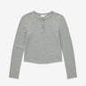 COVERNAT ウィメンズ ヘンリーネックアイレット長袖Tシャツ メランジグレー