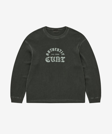 COVERNAT ワッフルグラフィックロングスリーブTシャツ チャコール