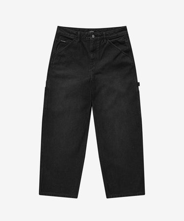 【予約｜9月下旬発送】[SOOBIN着用] RING-SPUN SEMI-WIDE WORK DENIM PANTS - BLACK