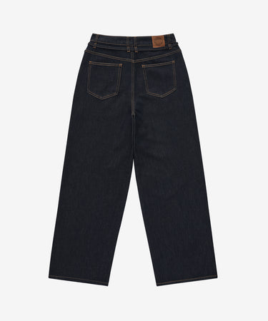 WOMEN BELTED WIDE DENIM PANTS - INDIGO