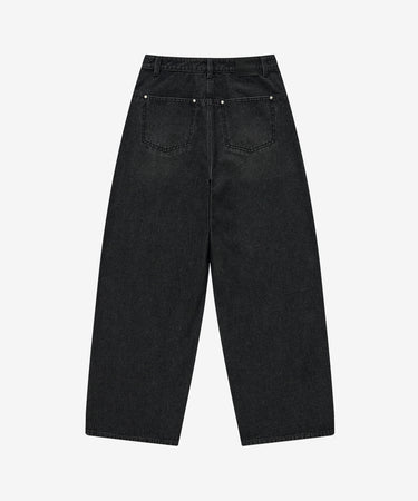 WOMEN CURVED PANTS - BLACK