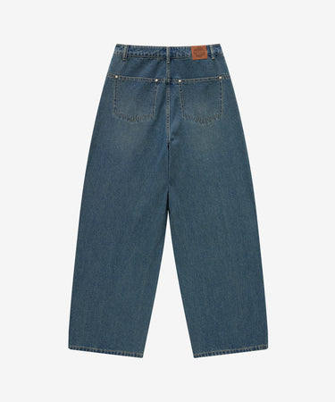 WOMEN CURVED PANTS - BLUE