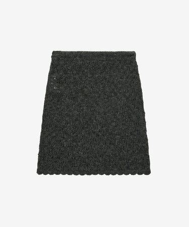 WOMEN POINTELLE KNIT SKIRT - CHARCOAL
