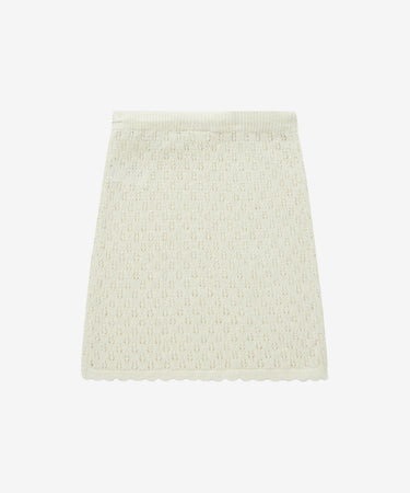 WOMEN POINTELLE KNIT SKIRT - IVORY