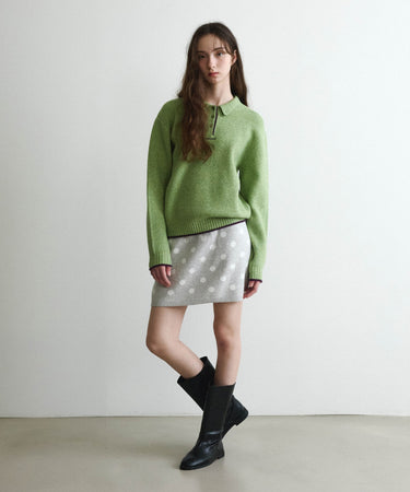 WOMEN KNIT SKIRT - LIGHT GRAY