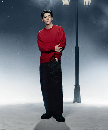 【予約｜10月下旬発送】SMALL LOGO PANELED BRUSHED SWEATSHIRT - RED