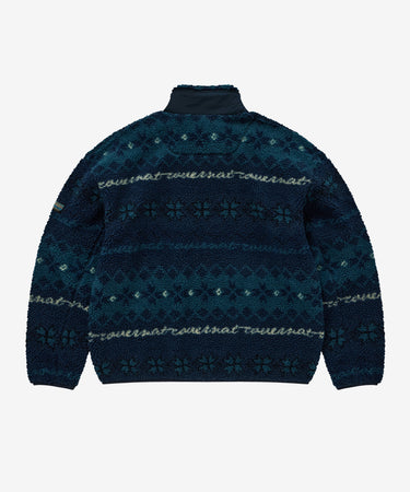 COVERNAT ノルディックパターン シェルパジャケット ネイビー