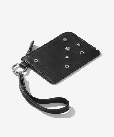WOMEN EYELET CARD WALLET - BLACK