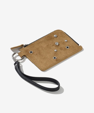 WOMEN EYELET CARD WALLET - CAMEL